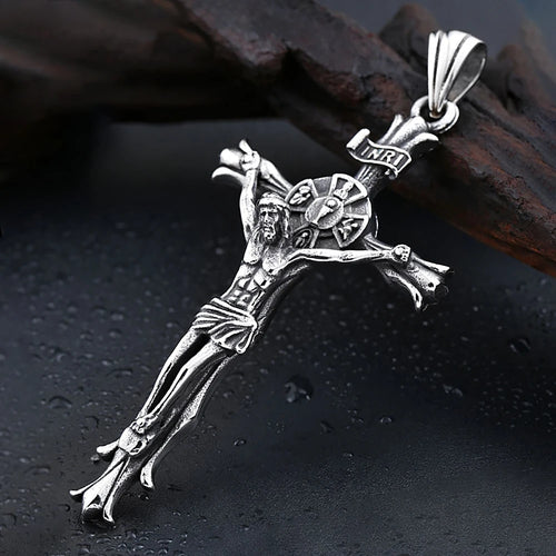 Colar Masculino Crucifixo Inri Aço Inoxidável