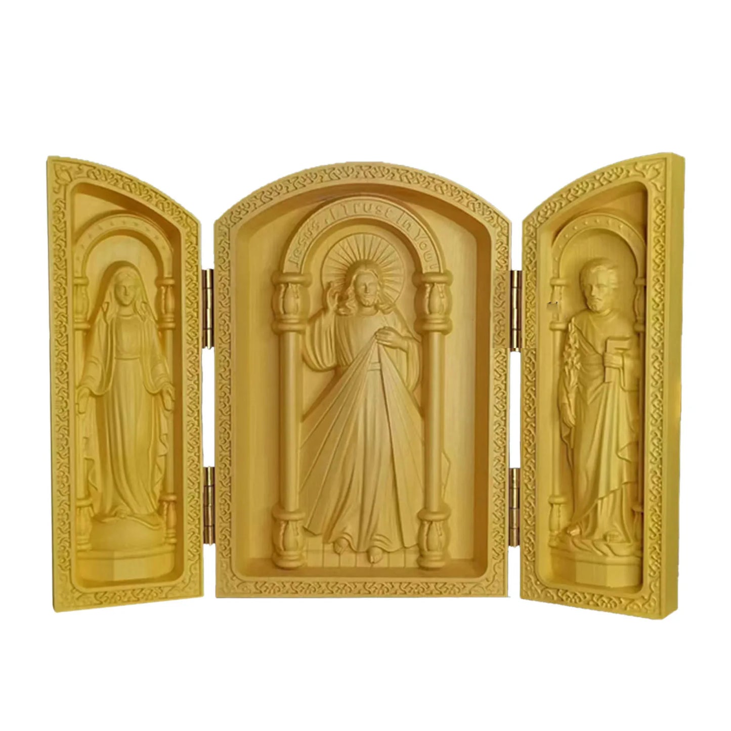 Escultura Pequena Sagrada Família de Madeira - Tradição e Beleza