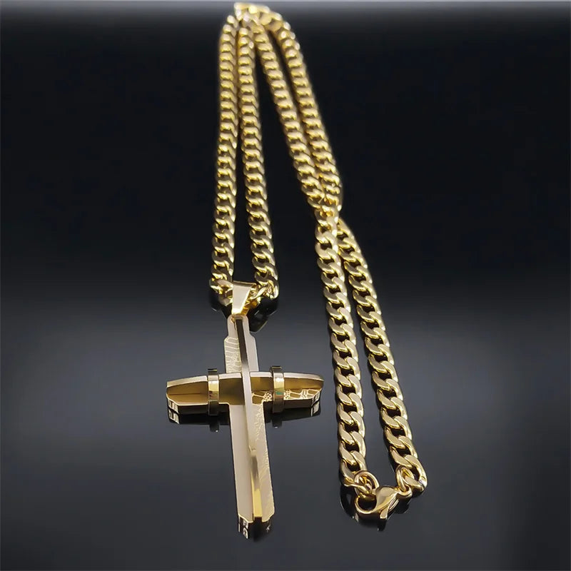Colar Crucifixo Masculino Banhado a Ouro