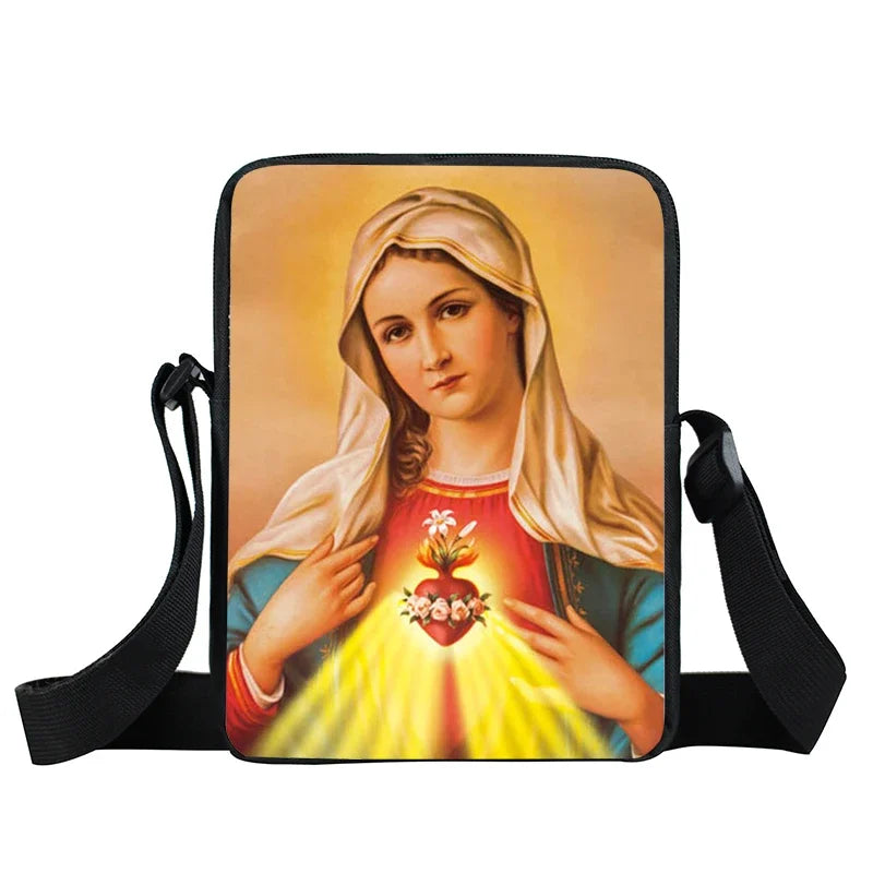 Bolsa Crossbody Cristã com Estampa Religiosa