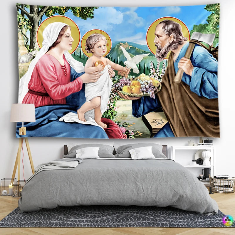 Tapeçaria Decorativa Sagrada Família - Arte Católica