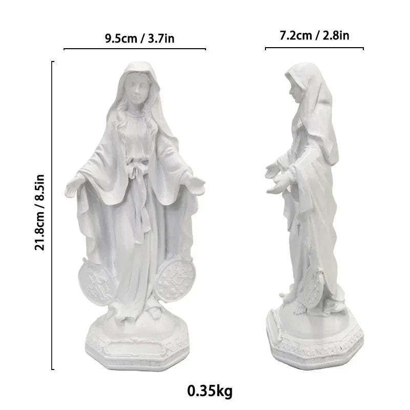 Imagem de Nossa Senhora das Graças com Medalha Milagrosa em Resina