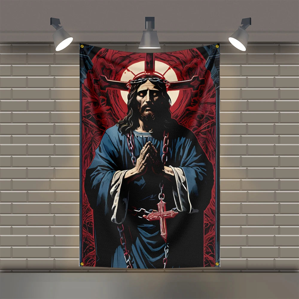 Bandeiras impressas em poliéster para decoração doméstica, Virgem Maria, Nossa Senhora de Guadalupe, Bandeira de Jesus, Auto 3x5 ft, apto para quarto, garagem, família, Alexa, 3x5 ft