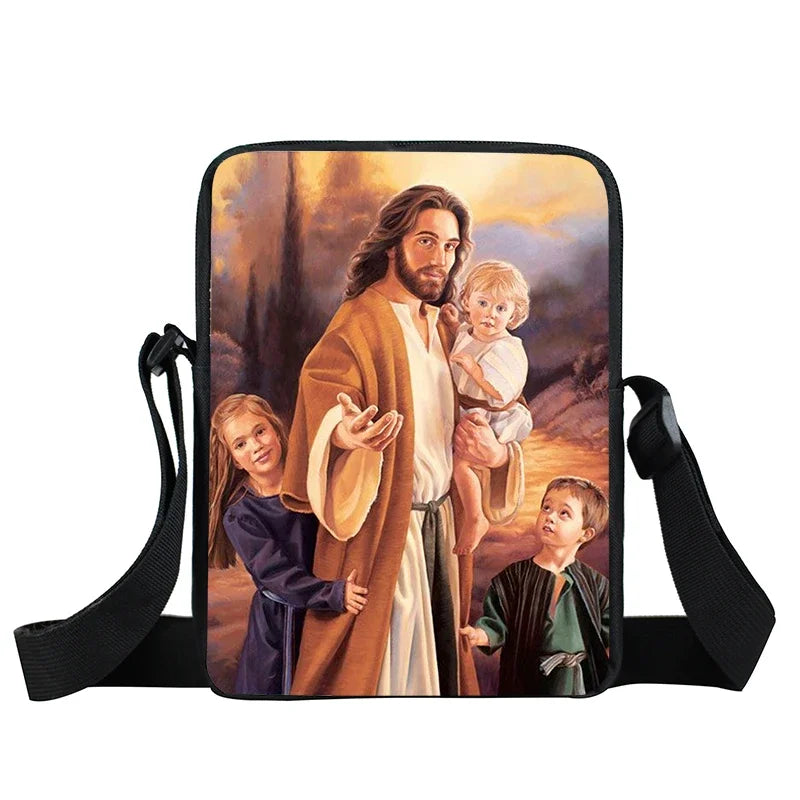 Bolsa Crossbody Cristã com Estampa Religiosa