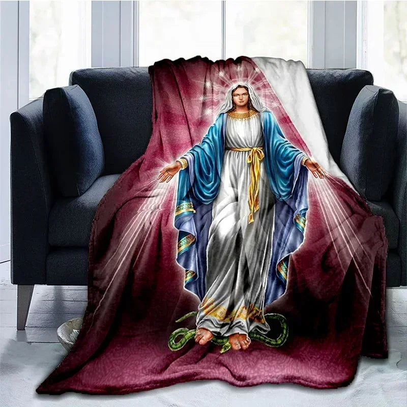Cobertor Religioso Jesus Nossa Senhora e Sagrada Família - Conforto e Fé - 150x200 cm