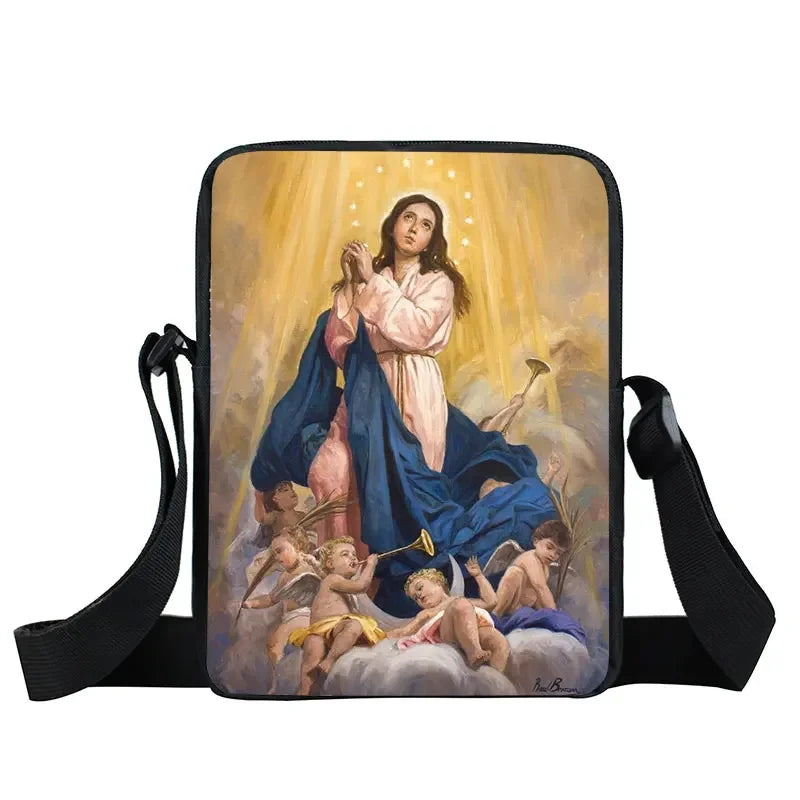 Bolsa Crossbody Cristã com Estampa Religiosa