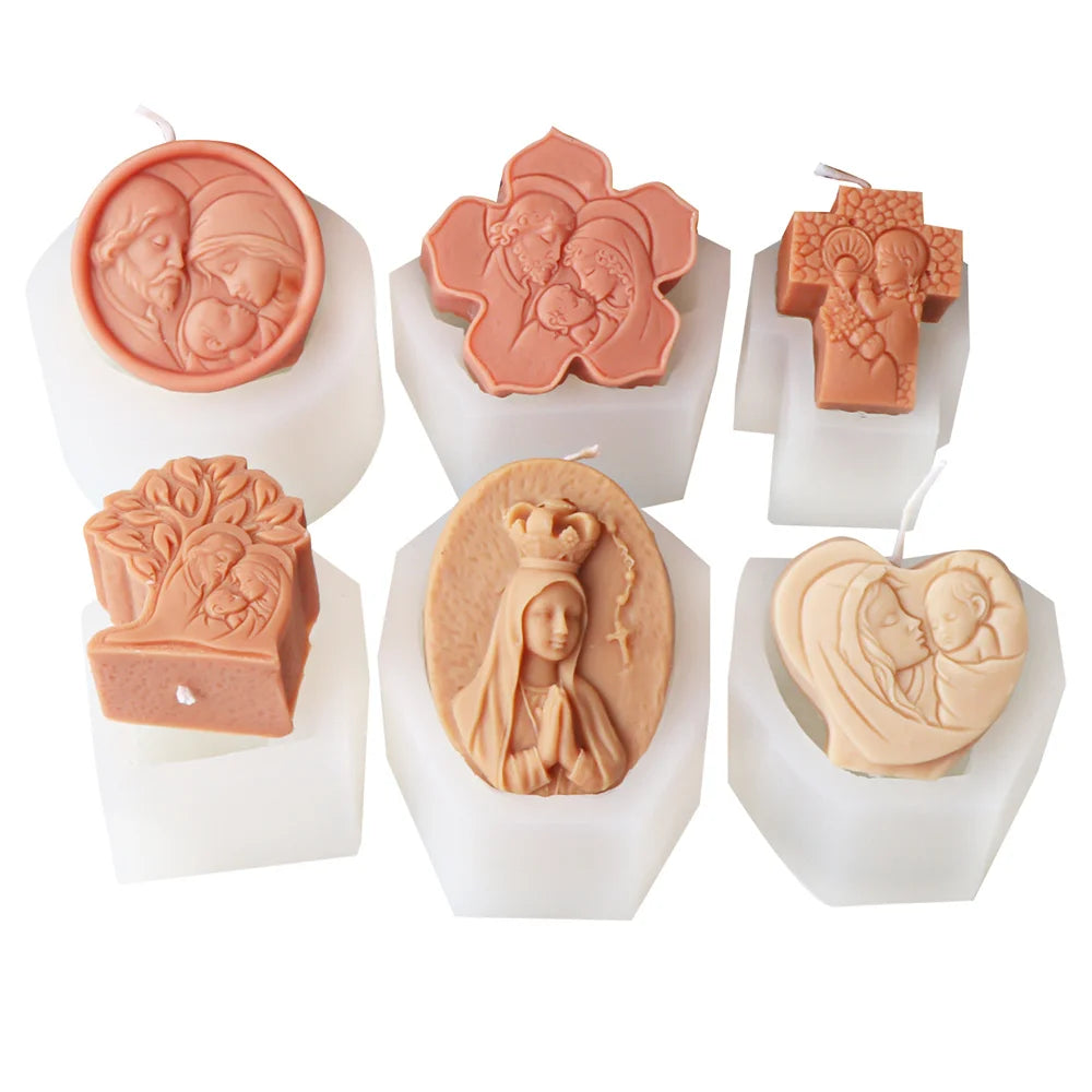 Molde de Silicone para Pequenas Velas Religiosas - Sagrada Família