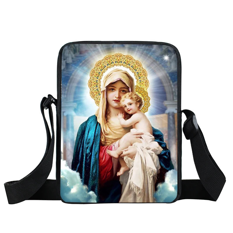 Bolsa Crossbody Cristã com Estampa Religiosa