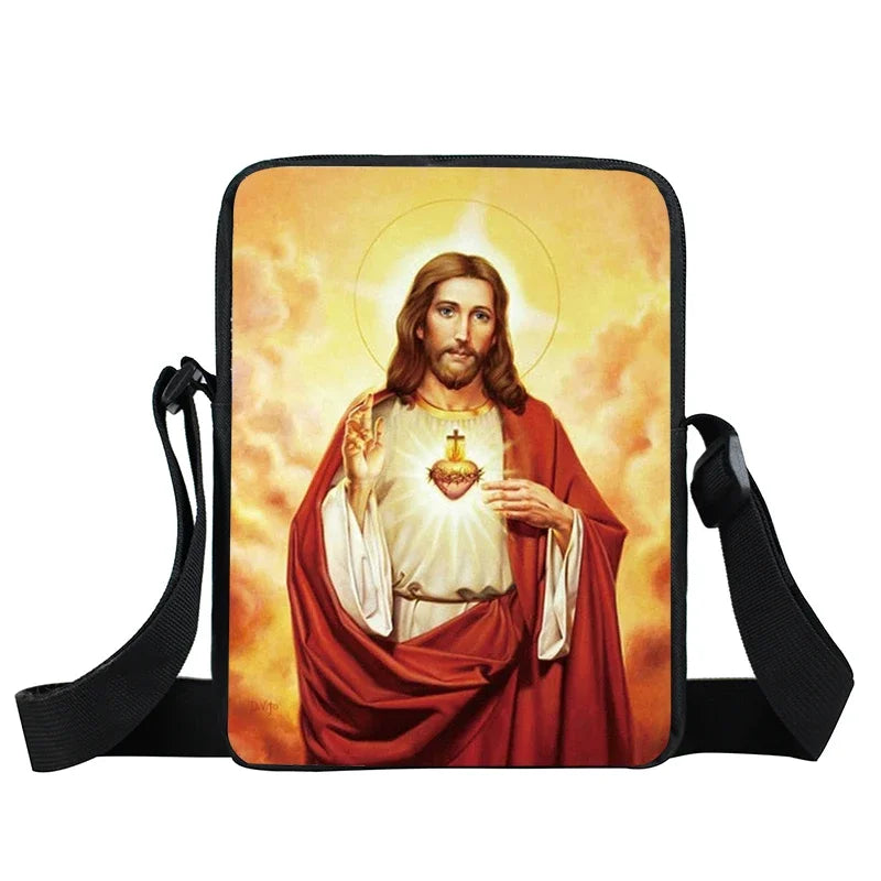 Bolsa Crossbody Cristã com Estampa Religiosa