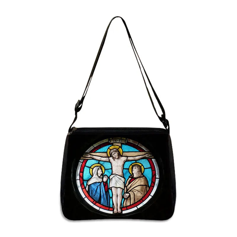 Bolsa de Ombro Religiosa Vintage - Jesus e Santa Maria