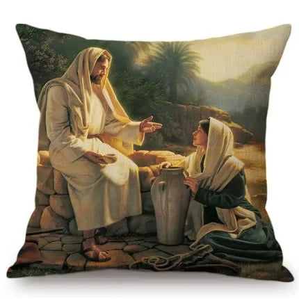 Jesus Cristo Retrato Almofada, Algodão, Linho, Pintura a Óleo, Arte Cristã, Decoração Do Carro, Fronha Home