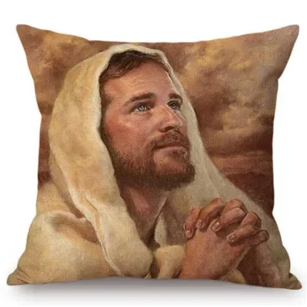 Jesus Cristo Retrato Almofada, Algodão, Linho, Pintura a Óleo, Arte Cristã, Decoração Do Carro, Fronha Home
