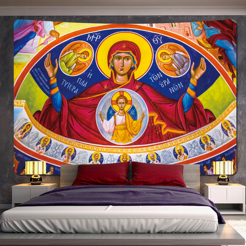 Tapeçaria Decorativa de Arte Sacra Estilo Afrescos Religiosos