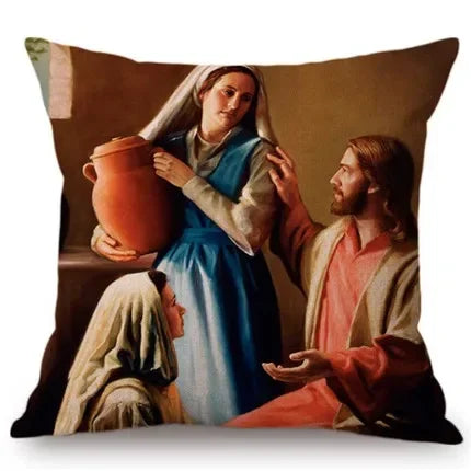 Jesus Cristo Retrato Almofada, Algodão, Linho, Pintura a Óleo, Arte Cristã, Decoração Do Carro, Fronha Home