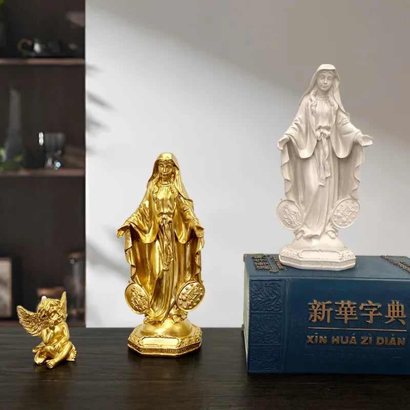 Imagem de Nossa Senhora das Graças com Medalha Milagrosa em Resina