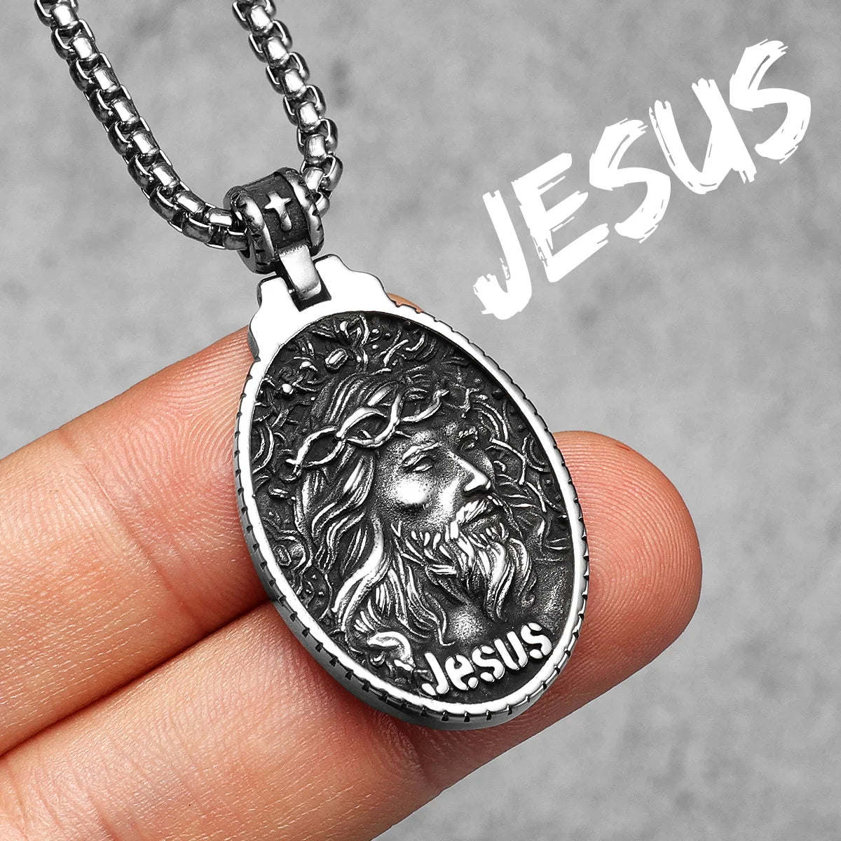Colar Masculino Sagrado Coração de Jesus em Aço Inoxidável
