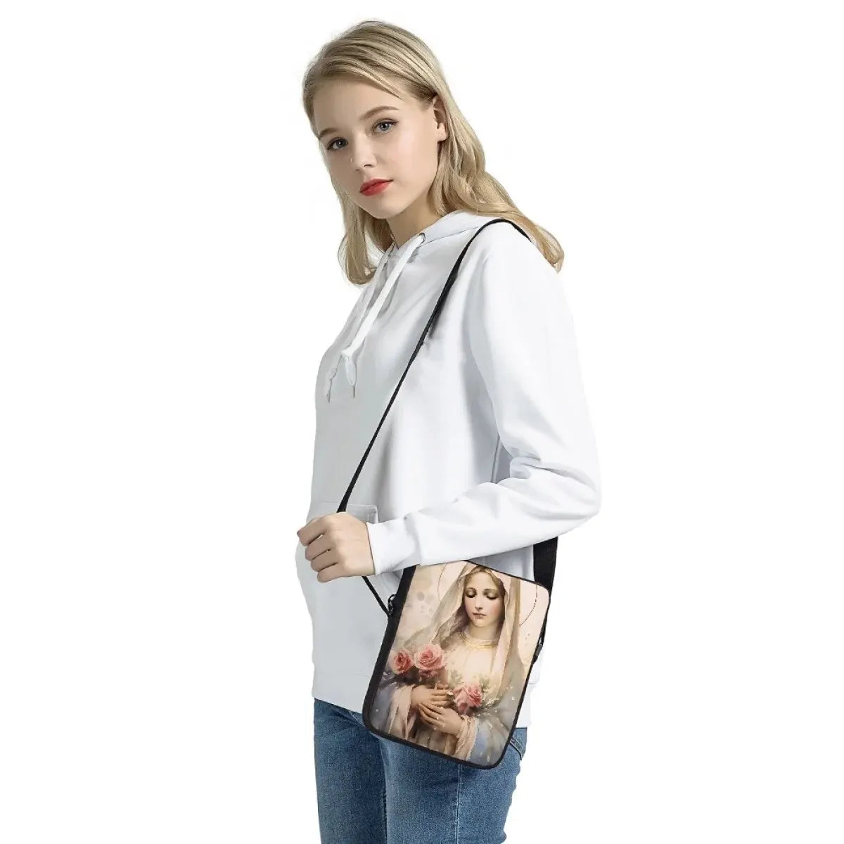 Bolsa Crossbody Cristã com Estampa Religiosa