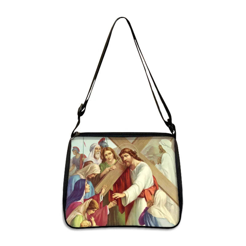 Bolsa de Ombro Religiosa Vintage - Jesus e Santa Maria