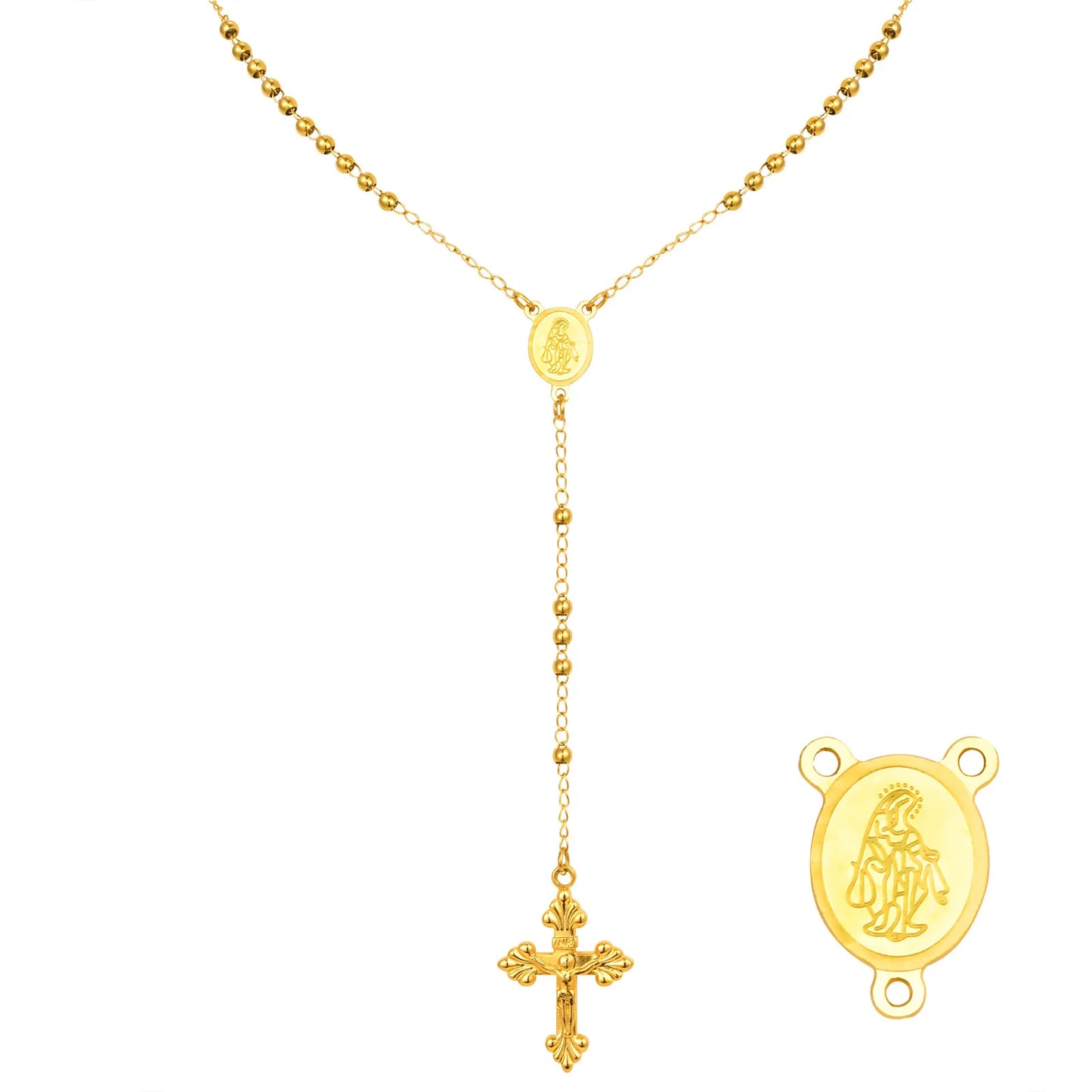 Colar Terço com Medalha Milagrosa de Aço Inoxidável