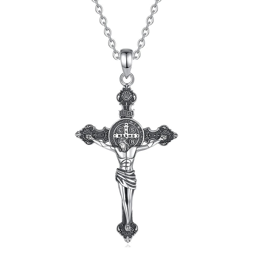 Colar de Prata 925 com Cruz de São Bento