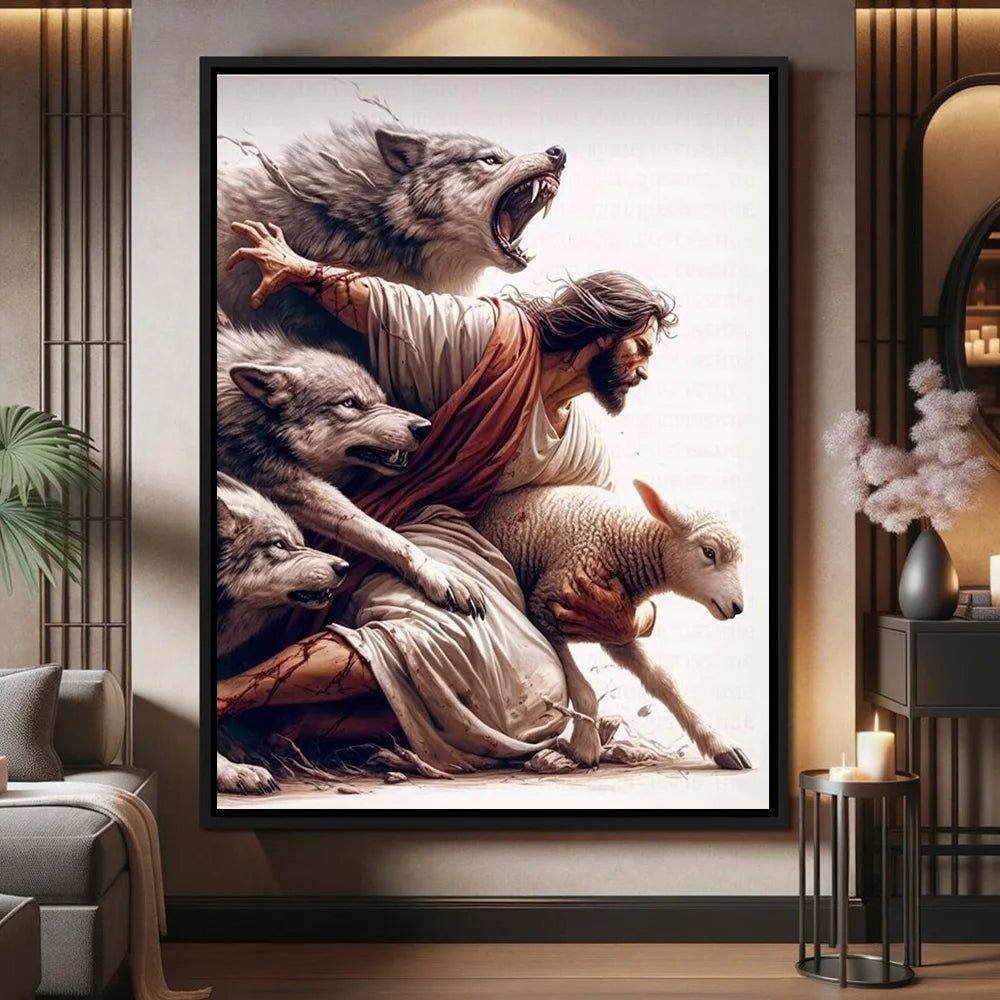 Pintura em Lona Jesus Nos Proteja - Decoração Católica