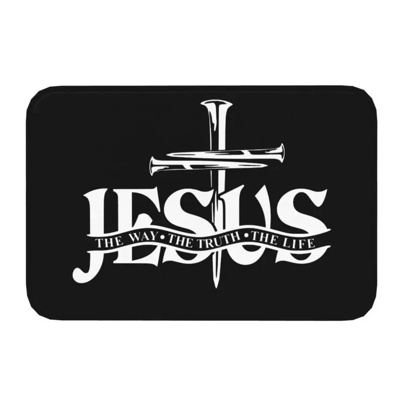 Capacho de Entrada Antiderrapante Personalizado, Tapetes de Entrada, Jesus O Caminho Juntos A Vida, Cruz Religiosa, Fé Cristã, Tapete de Varanda, Tapete