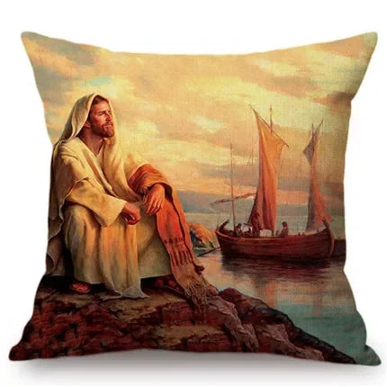 Jesus Cristo Retrato Almofada, Algodão, Linho, Pintura a Óleo, Arte Cristã, Decoração Do Carro, Fronha Home