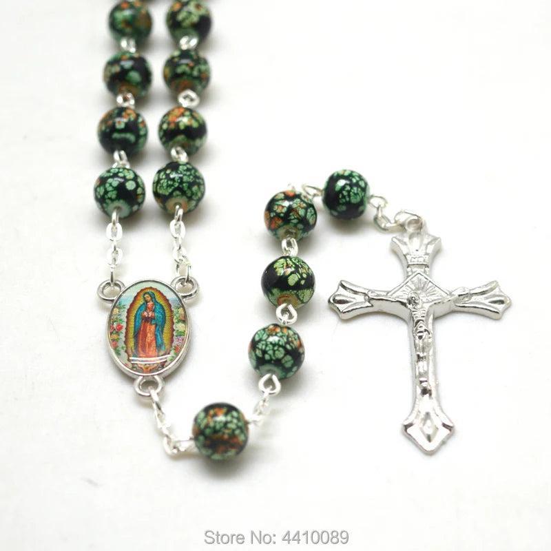 Terço Nossa Senhora de Guadalupe com Contas Verdes