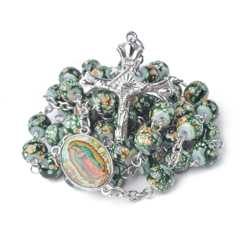 Terço Nossa Senhora de Guadalupe com Contas Verdes