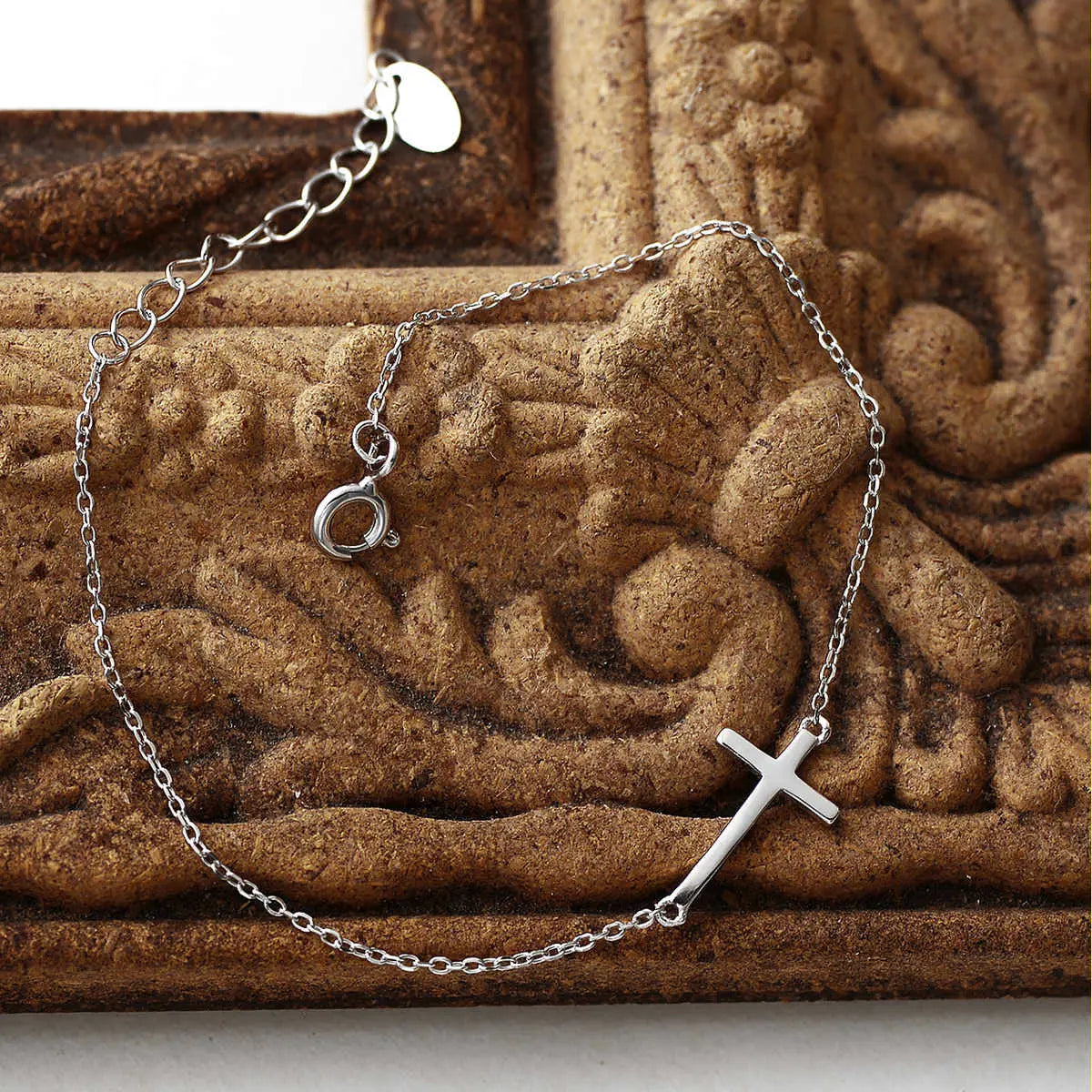 Pulseira Cruz Prata Esterlina 925 Feminina