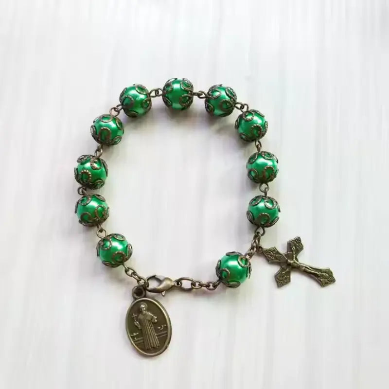 Pulseira Dezena São Bento com Contas de Vidro