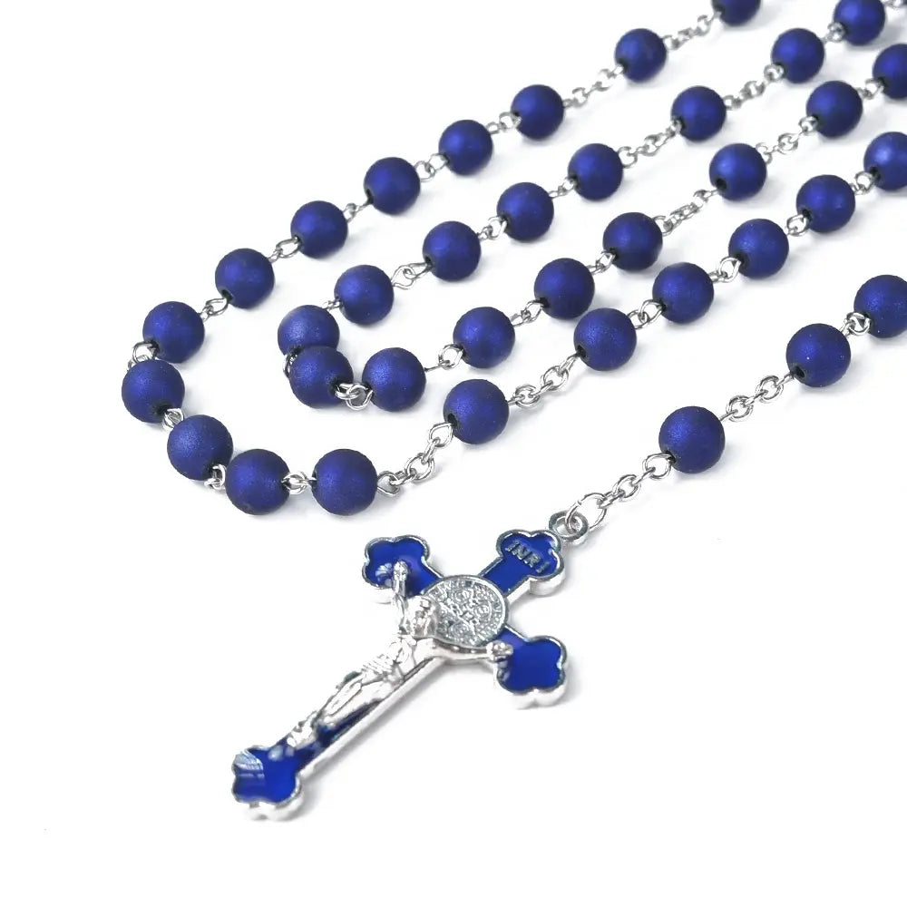 Terço Azul de Nossa Senhora das Graças com Cruz de São Bento