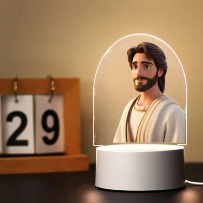 Luminária Acrílica de Jesus Estilo Desenho Animado