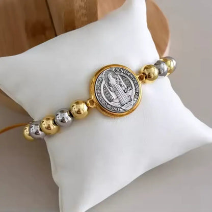 Pulseira de Contas com Medalha de São Bento