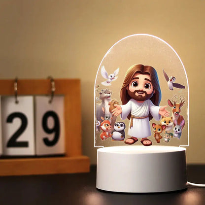 Luminária Acrílica de Jesus Estilo Desenho Animado