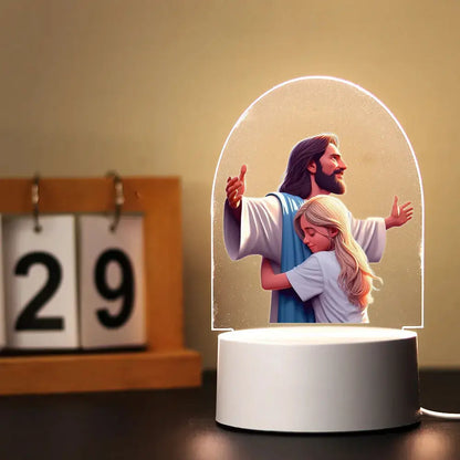 Luminária Acrílica de Jesus Estilo Desenho Animado
