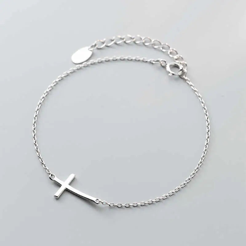 Pulseira Cruz Prata Esterlina 925 Feminina
