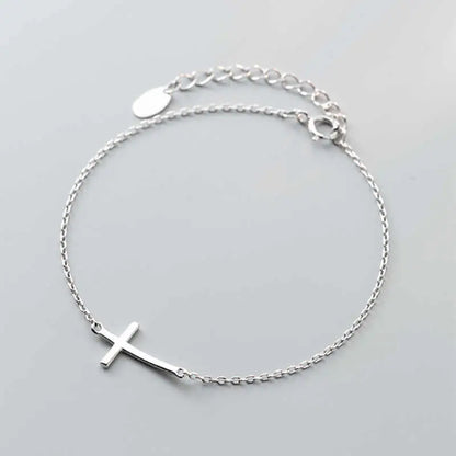 Pulseira Cruz Prata Esterlina 925 Feminina