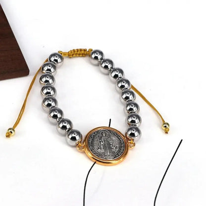 Pulseira de Contas com Medalha de São Bento