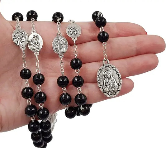 Terço das Sete Dores de Maria com Contas Pretas