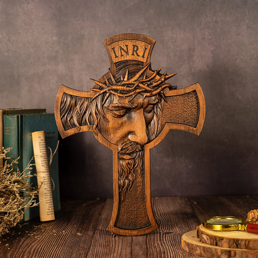 Cruz Decorativa com Coroa de Espinhos - Arte Sacra