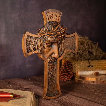 Cruz Decorativa com Coroa de Espinhos - Arte Sacra