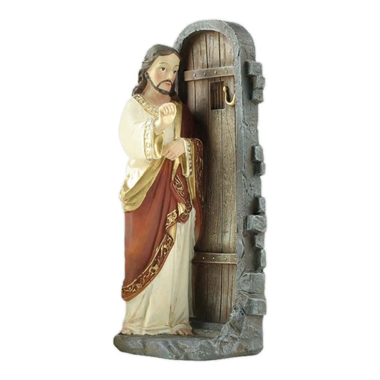 Handmade Pintado Ornamento de Resina, Jesus Bate à Porta, Jesus Figura, Cristão, Igreja, Casa, Presentes Religiosos, Transporte da gota