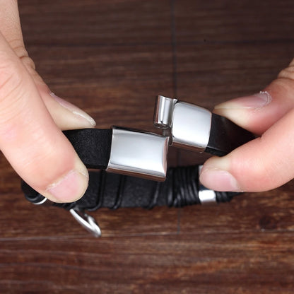 Pulseira Masculina de Couro com Cruz Sagrado Estilo