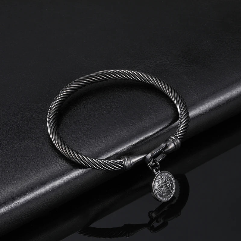 Pulseira Medalha São Bento em Aço Inoxidável