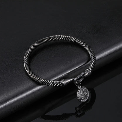 Pulseira Medalha São Bento em Aço Inoxidável