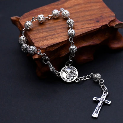 Pulseira Dezena Prateada Nossa Senhora de Fátima com Caixa