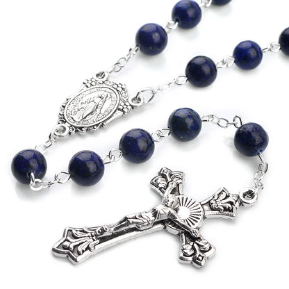 Terço de Nossa Senhora das Graças com Contas de Lazurita