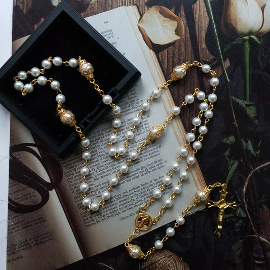 Religiosos Medalha de São Bento Crucifixo Cruz Colar Y, Cinco Abençoado Rosário, Corrente Frisada, Jóias, Terço