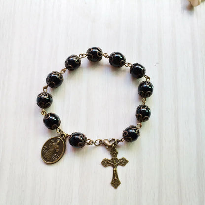 Pulseira Dezena São Bento com Contas de Vidro